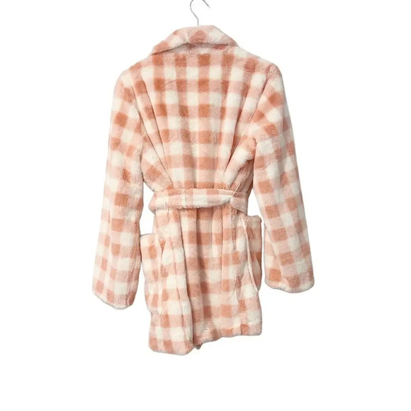 APPARIS Rare Gingham Check Teddy Coat with Tie Waist - Picture 2 of 6